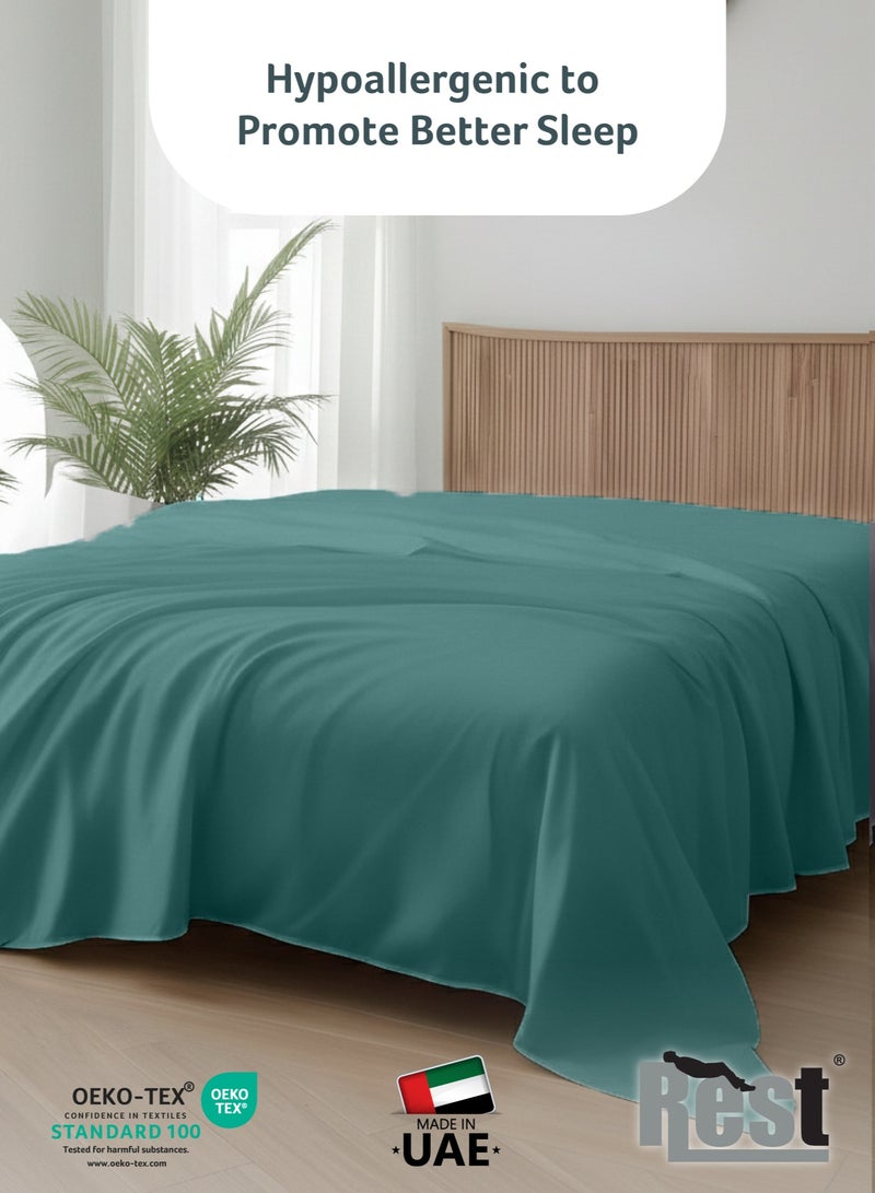 REST Flat Bedsheet 200x220cm Plush Teal Breathable Machine Washbale Bedsheet Extra Soft Easy Fit Highly Breathable Bedding & Linen Cover - Image 4